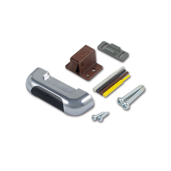 Serratura Completa per Antine Cromata - Kit Premium Mobili Camper CHR036