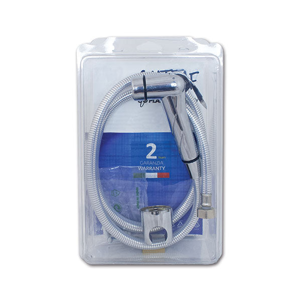 Kit doccia a pulsante con tubo cromato DCE032K