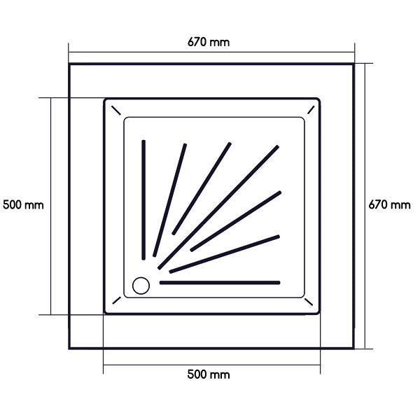 Piatto doccia ricambio camper in PST 500 x 500 x 80 mm DCP101
