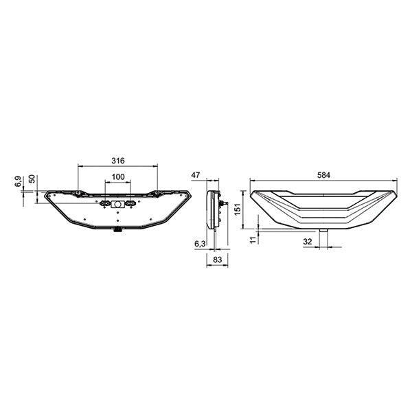 Fanale di ricambio Camper Modulo 4 funzioni destro L3600 FNL1321