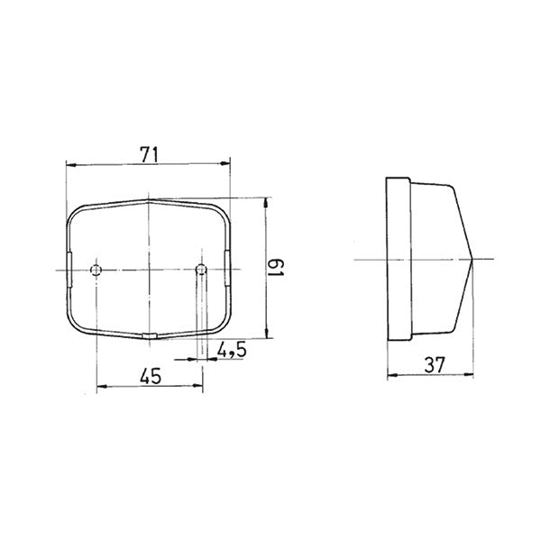 Luce d'ingombro bifacciale per camper e rouolotte bianca e rossa 71x61 mm FNL3606