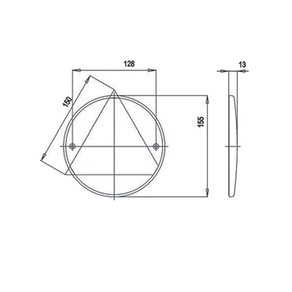 Catadiottro DR 110 diametro 155 con triangolo FNL4302