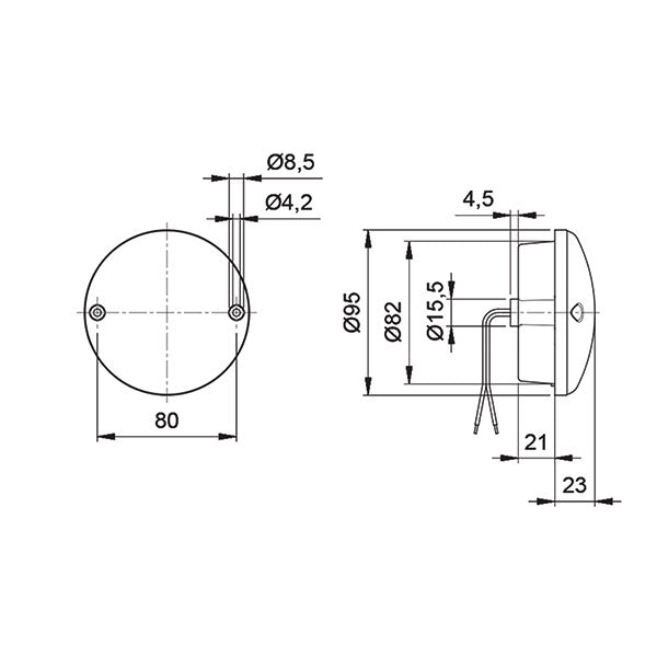 Luz antiniebla trasera LED FNL5383 de 95 mm