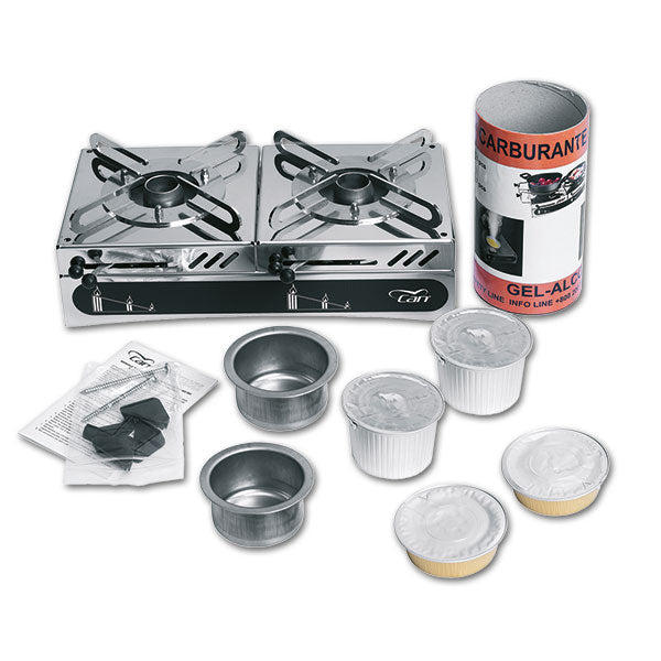 Kit de estufa de gel/alcohol de 2 quemadores FRN204