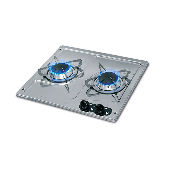 Placa de gas Burny PC1322 de 2 quemadores empotrada para autocaravanas, furgonetas y barcos 8032793936619