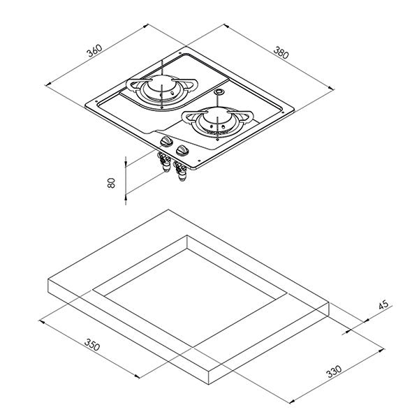 Piano cottura Burny 2 fuochi 8032793936619