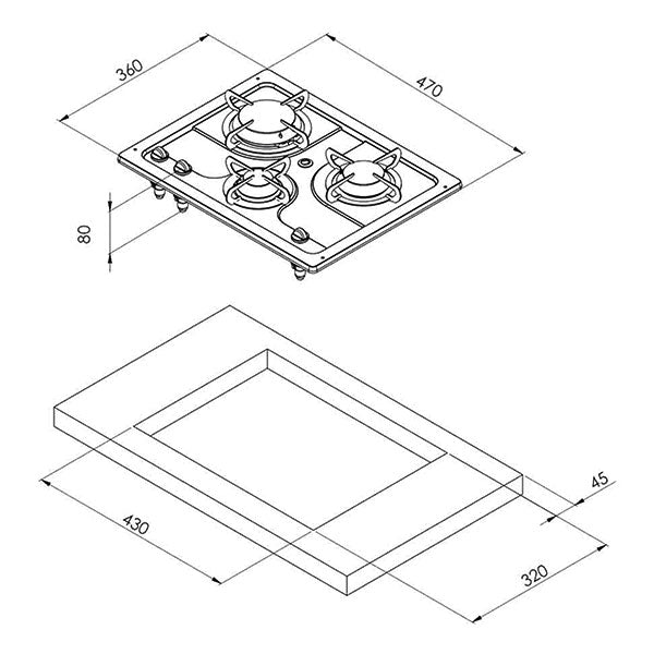 Piano cottura Burny 3 fuochi 8032793936671
