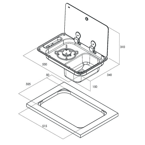 Randi 1 Burner Hob with Right Sink FRN361
