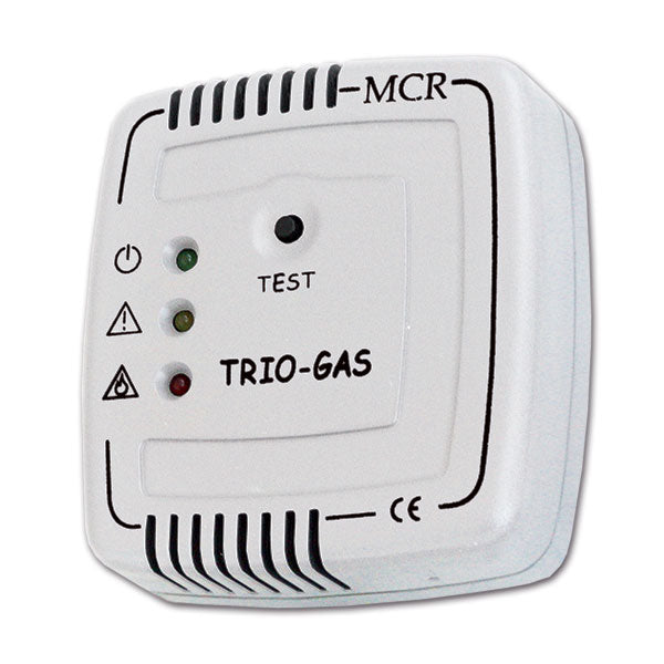 TrioGas Dreiwertiger Gasleckdetektor mit weißer Frontplatte für Wohnmobile und Wohnwagen FUG103B