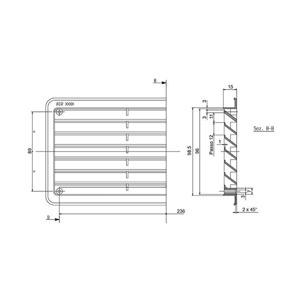 Griglia Doppia Aerazione Plastica 270x120mm con Zanzariera - Camper GRI5011