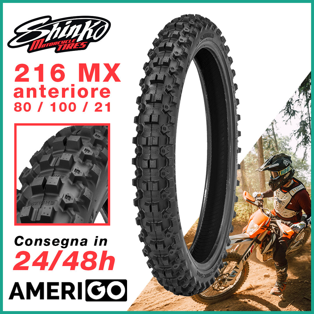 Neumático delantero de enduro SHINKO 80/100-21 51R TT 216 MX