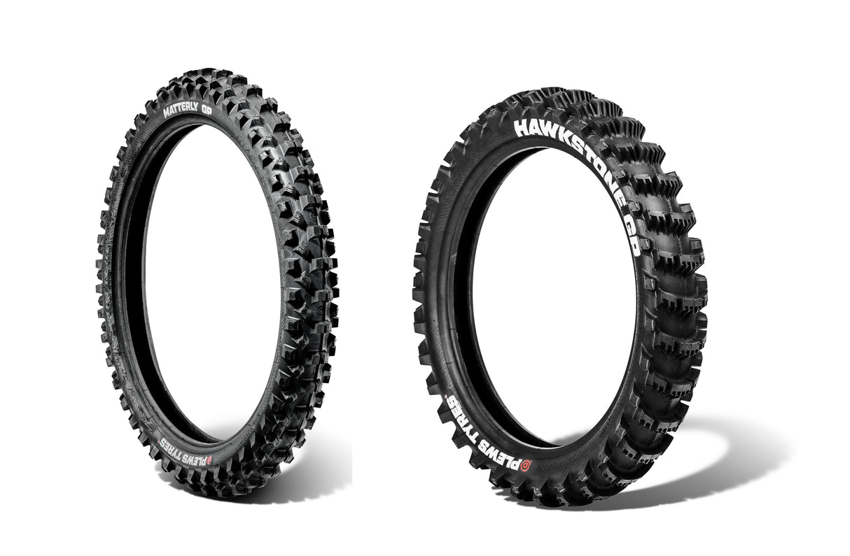 Plews Tyres Coppia Pneumatici MATTERLY 70/100-17 - Medium MX HAWKSTONE 90/100-14 - Soft MX