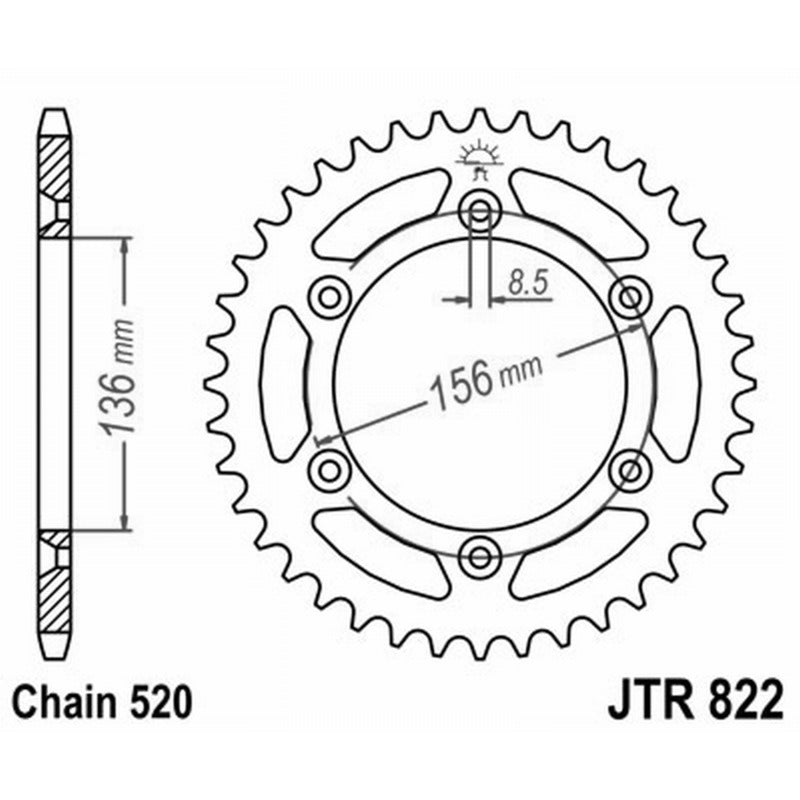 Jt Corona Aluminium 7075T6 Jta 822 Z52 Schwarz JTA822.52BLK