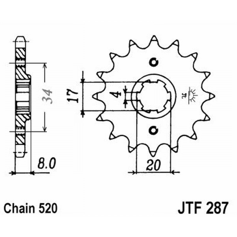 Jt Pinion Jt 287 Z14 teeth JTF287.14