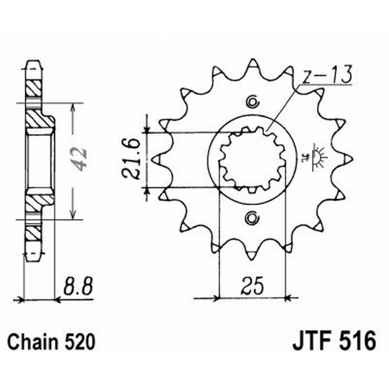 Jt Kettenrad Jt 516 Z14 Zähne JTF516.14