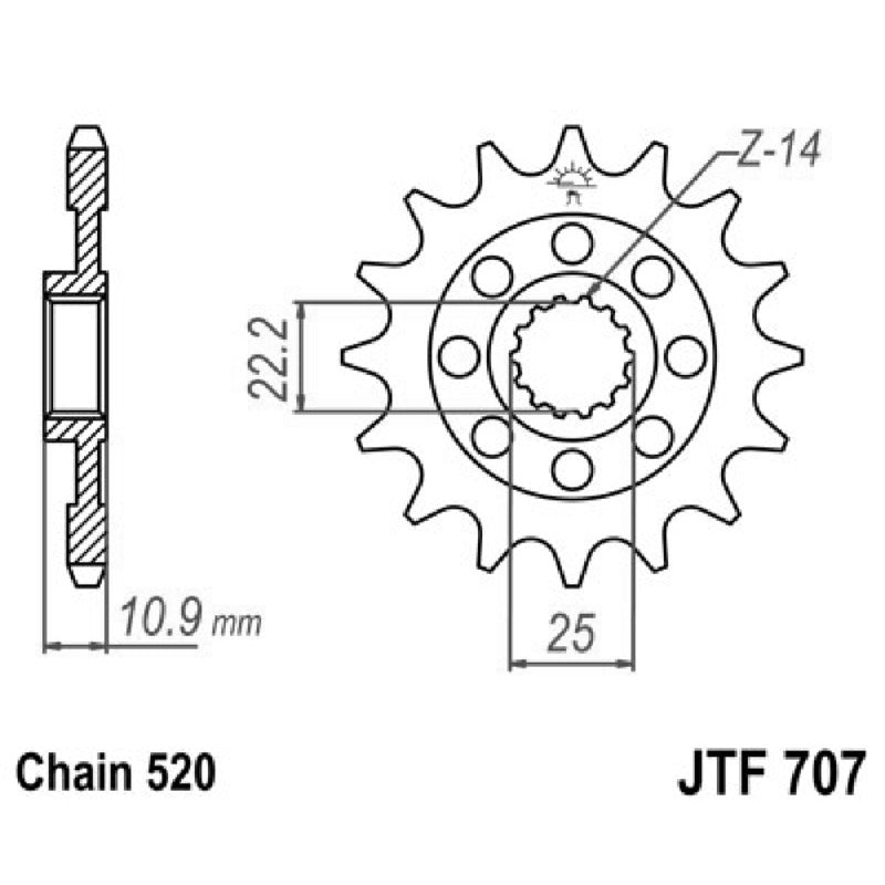 Jt Kettenrad Jt 707 Z15 Zähne JTF707.15