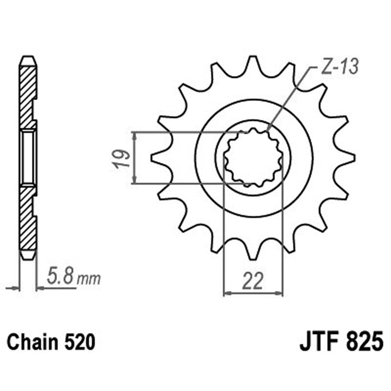 Jt Kettenrad Jt 825 Z13 Zähne JTF825.13