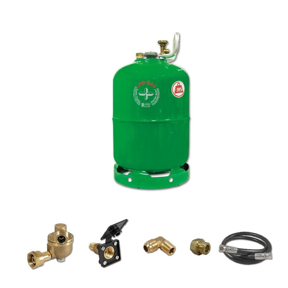Kit de cilindro de gas PRAKTO CAMPER VAN de 26,3 l, accesorios para el montaje de la boquilla del cilindro