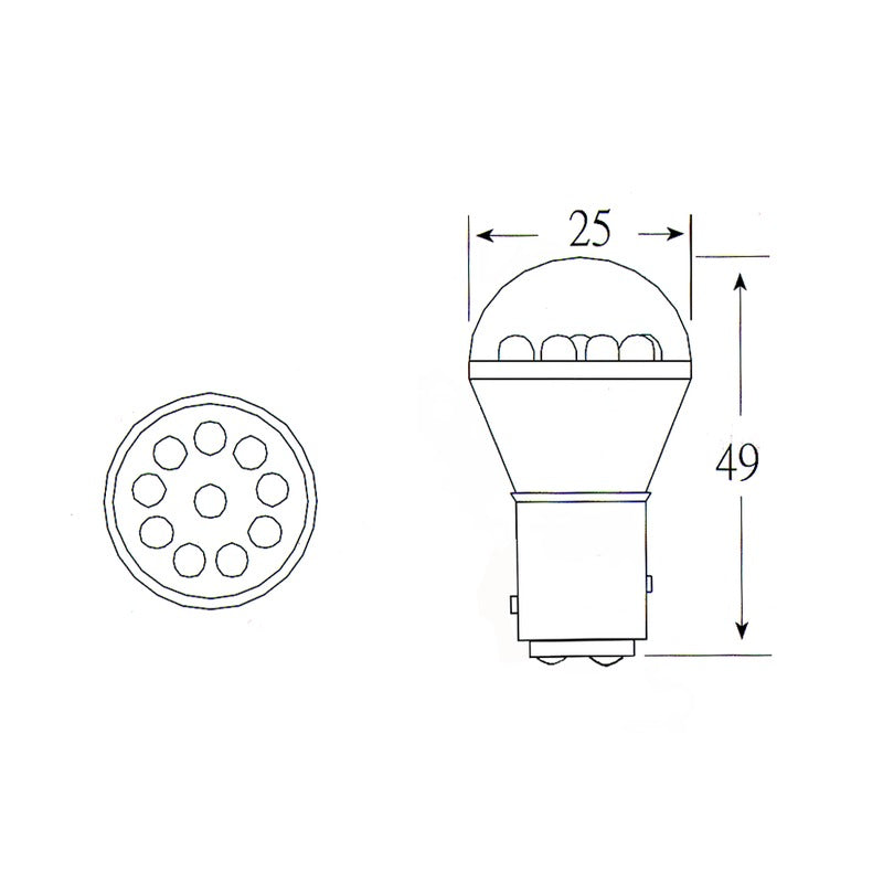Okyami Blister 2 lampadina Led 12v Bay15Ds25 Rossa Biluce E03002722
