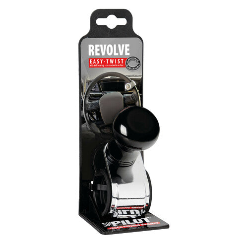 Pilot Revolve, Lenkradknauf aus schwarz eloxiertem Aluminium, Chromhalterung
