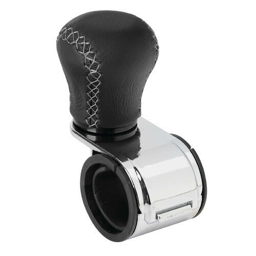 Pilot Revolve, pomello volante in pelle con cuciture silver, staffa cromata