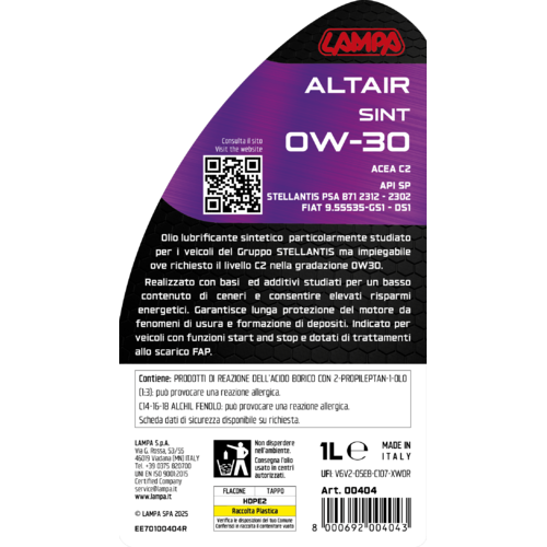 Lampa Altair Sint 0W-30, aceite de motor de automóvil - 1 L 00404