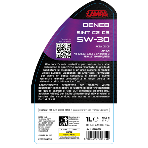 Lampa Deneb Sint C2 C3 5W-30, aceite de motor para automóvil - 1 L 00405