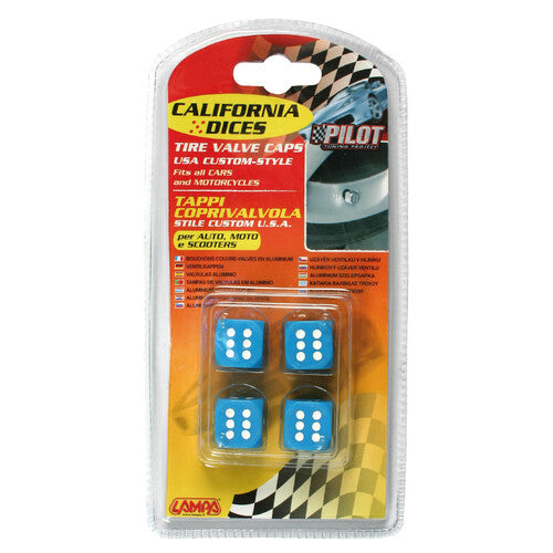 Juego de 4 tapones de válvula Pilot California-Dices, color azul
