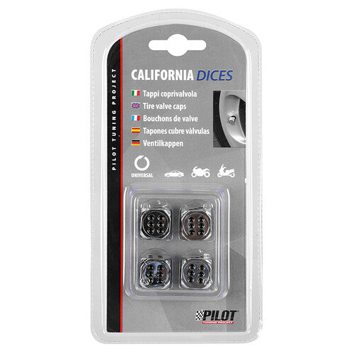 Pilot California-Dices, 4er-Set Ventilkappen – Chrom