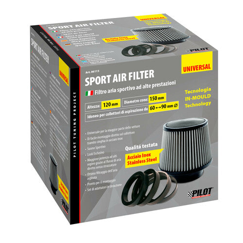 Filtro de aire cónico Pilot, acero inoxidable