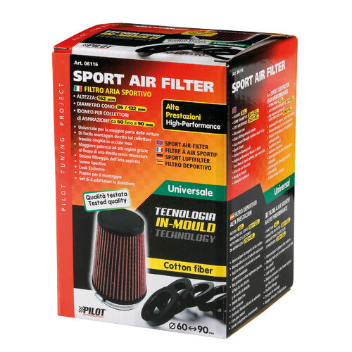 Filtro de aire cónico Pilot, fibra de algodón