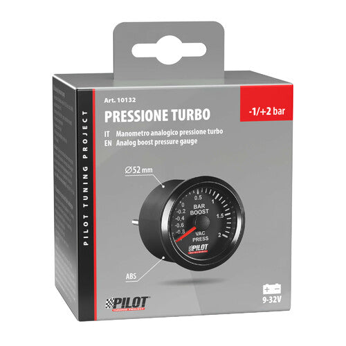 Manómetro analógico Pilot Black, presión turbo - 2 (52 mm)