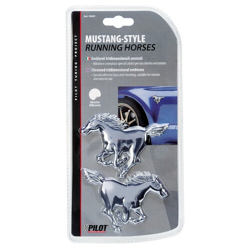 Emblema cromado 3D de piloto - 2 caballos