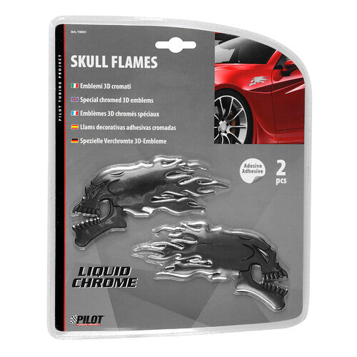Emblema cromado 3D de piloto - 2 calaveras