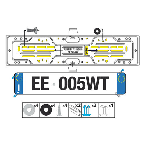 Rear Steel License Plate Lamp - Black