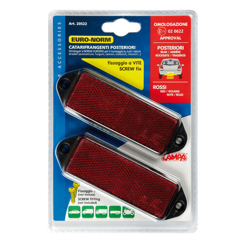 Rectangular Reflective Lamp - 90x35 mm - Red