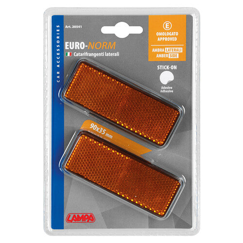 Lampa Euro-Norm, catarifrangenti rettangolari - 90x35 mm - Arancio 20541