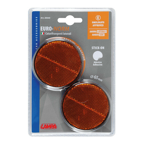 Lampa Euro-Norm, catarifrangenti rotondi - 65 mm - Arancio 20545
