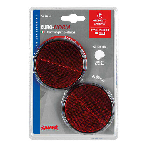 Lampa Euro-Norm, catarifrangenti rotondi - 65 mm - Rosso
