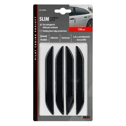 Pilot Slim, juego de 4 protectores adhesivos para puertas - Carbon Look