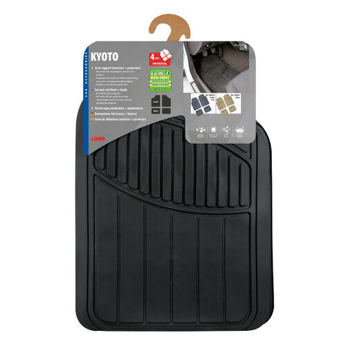 Kyoto Lamp, 4-Piece Universal PVC Mat Set - Black