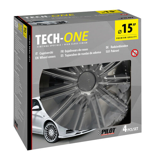 Lampa Radkappen, 4 Stück – Tech-One Dunkelschwarz lackiert – 15 Zoll