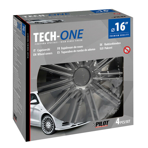 Lampa Radkappen, 4 Stück – Tech-One Dunkelschwarz lackiert – 16 Zoll