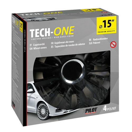 Lampa Car Wheel Covers 4 pcs - Painted Tech-One Avalone Pro Black - 15"