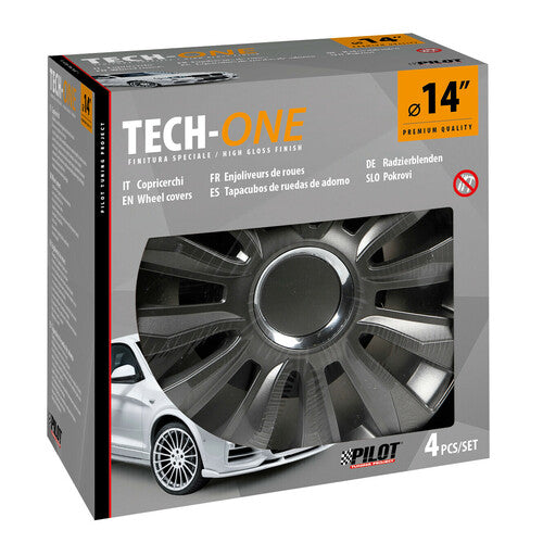 Lampa Copricerchi auto 4 pz - verniciati Tech-One Avalone Pro Dark - 14"