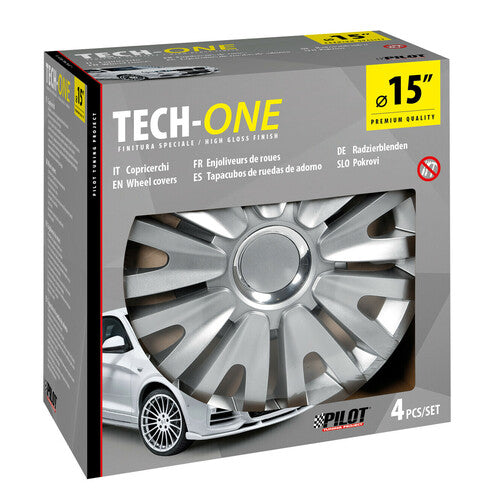 Pilot Copricerchi auto 4 pz - verniciati Tech-One Royal Silver - 15"