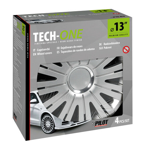 Pilot Copricerchi auto 4 pz - verniciati Tech-One Active Silver - 13"
