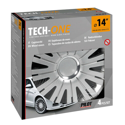 Pilot 4-Piece Wheel Covers - Painted Tech-One Active Silver - 14"