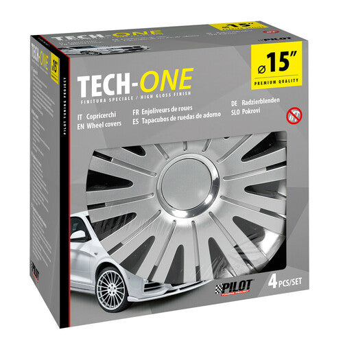 Pilot Copricerchi auto 4 pz - verniciati Tech-One Active Silver - 15"
