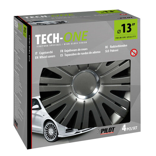 Pilot 4-Piece Wheel Covers - Painted Tech-One Active Graphite - 13"